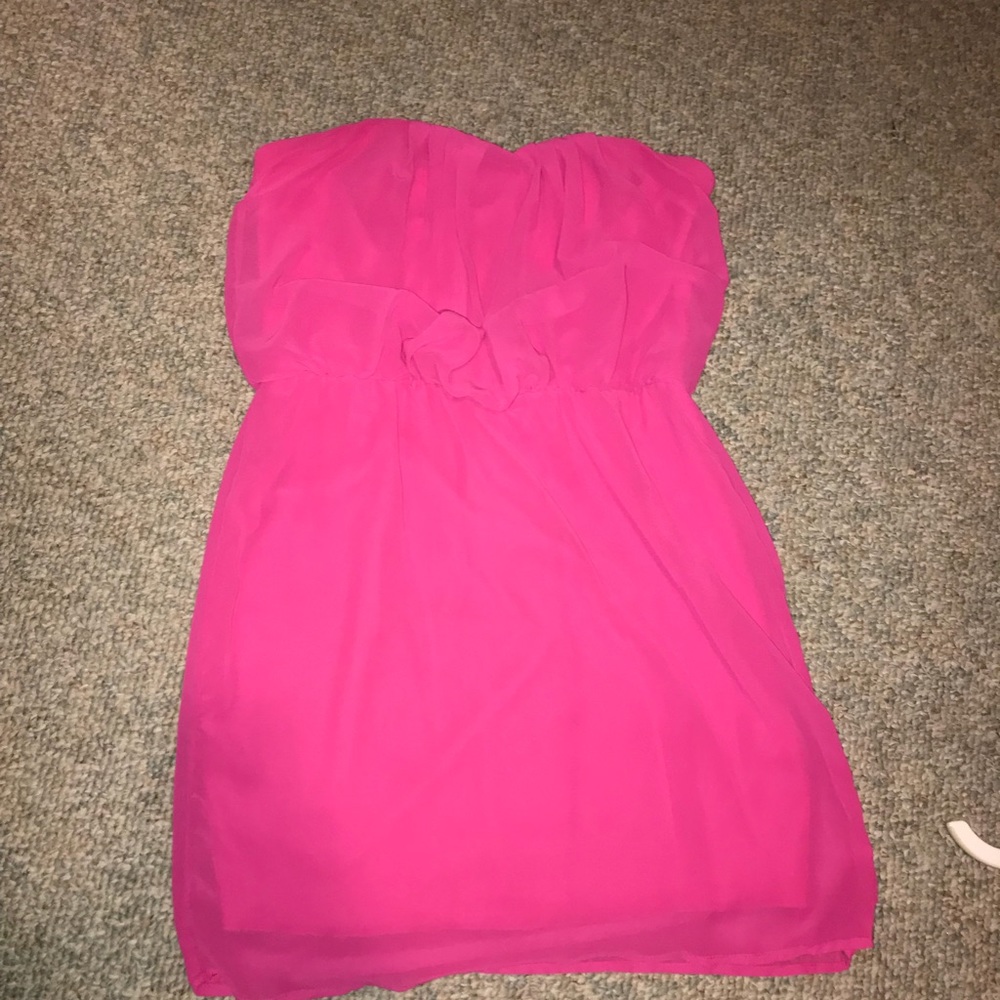 Pink mini strapless dress